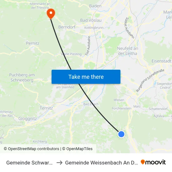 Gemeinde Schwarzenbach to Gemeinde Weissenbach An Der Triesting map
