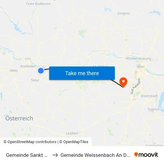 Gemeinde Sankt Valentin to Gemeinde Weissenbach An Der Triesting map
