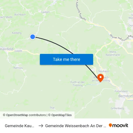 Gemeinde Kaumberg to Gemeinde Weissenbach An Der Triesting map