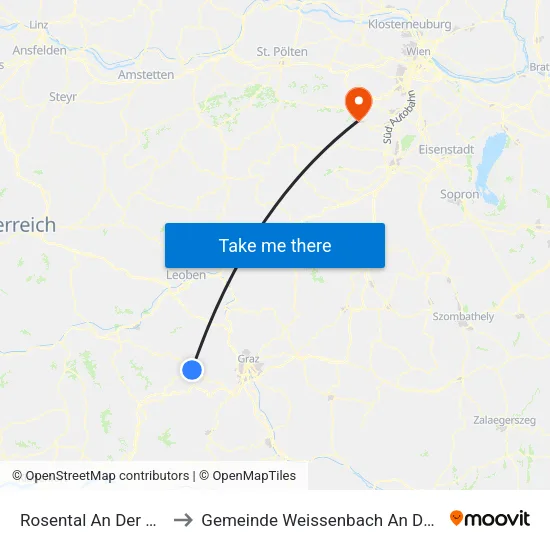 Rosental An Der Kainach to Gemeinde Weissenbach An Der Triesting map