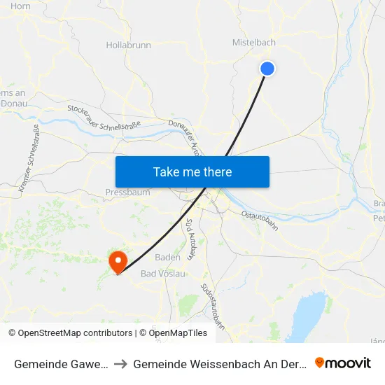Gemeinde Gaweinstal to Gemeinde Weissenbach An Der Triesting map