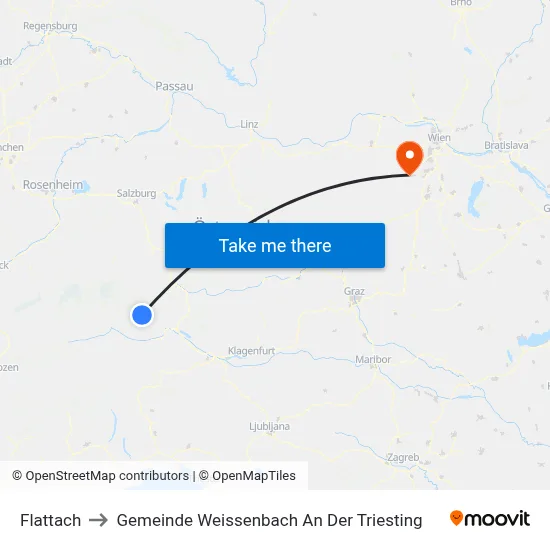 Flattach to Gemeinde Weissenbach An Der Triesting map
