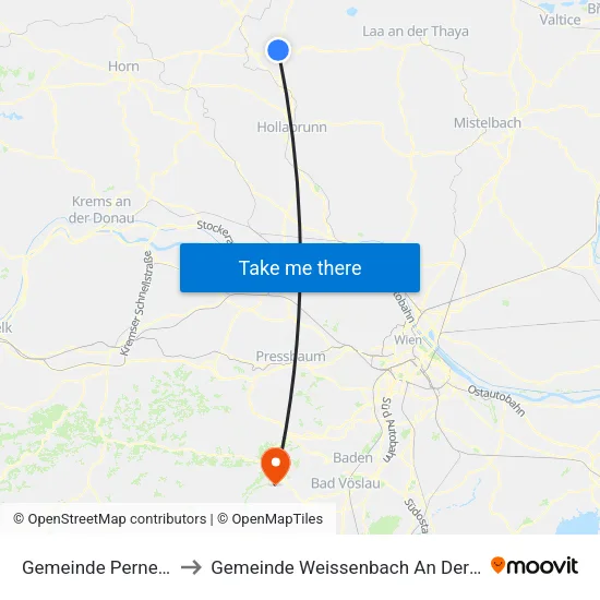 Gemeinde Pernersdorf to Gemeinde Weissenbach An Der Triesting map