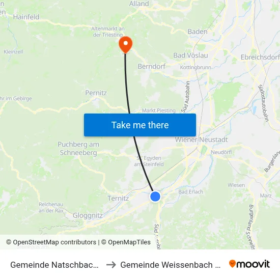 Gemeinde Natschbach-Loipersbach to Gemeinde Weissenbach An Der Triesting map