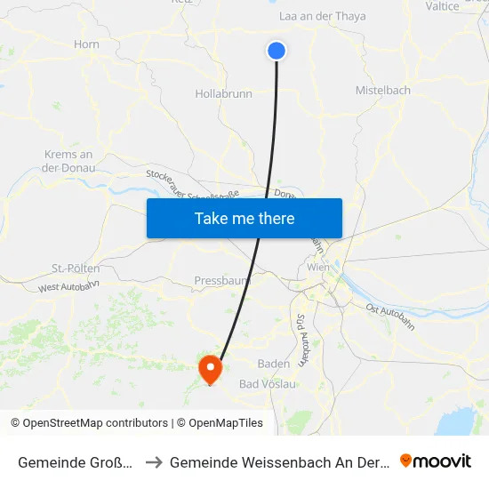 Gemeinde Großharras to Gemeinde Weissenbach An Der Triesting map
