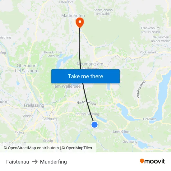 Faistenau to Munderfing map