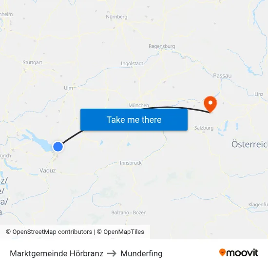 Marktgemeinde Hörbranz to Munderfing map