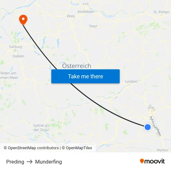 Preding to Munderfing map