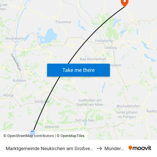 Marktgemeinde Neukirchen am Großvenediger to Munderfing map