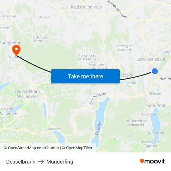 Desselbrunn to Munderfing map