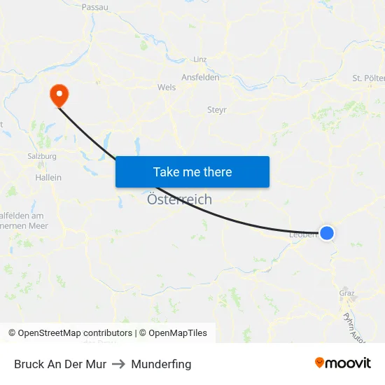 Bruck An Der Mur to Munderfing map