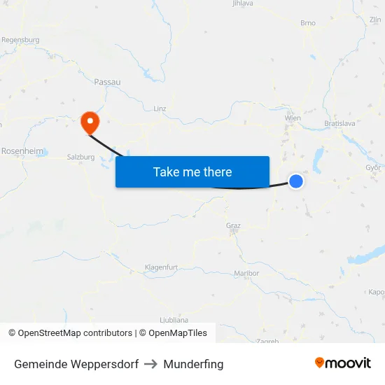 Gemeinde Weppersdorf to Munderfing map
