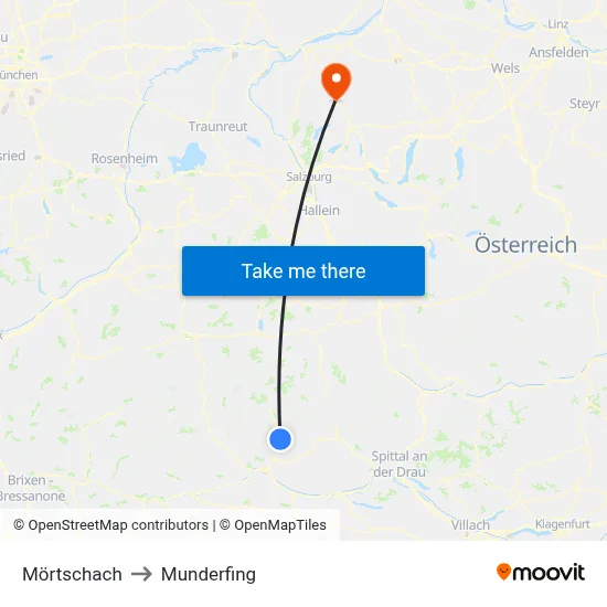 Mörtschach to Munderfing map