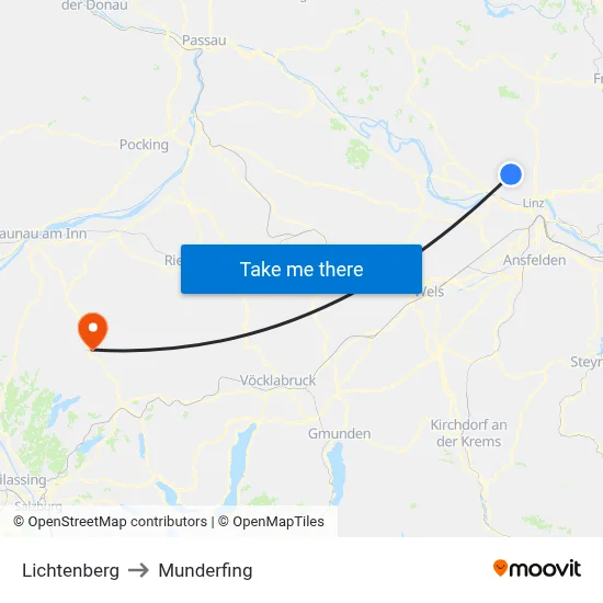 Lichtenberg to Munderfing map