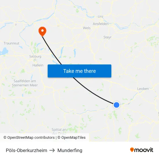 Pöls-Oberkurzheim to Munderfing map