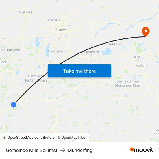 Gemeinde Mils Bei Imst to Munderfing map