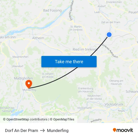 Dorf An Der Pram to Munderfing map