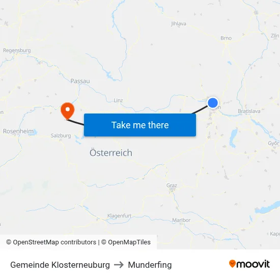 Gemeinde Klosterneuburg to Munderfing map