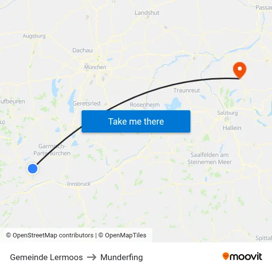 Gemeinde Lermoos to Munderfing map