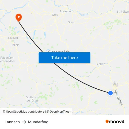 Lannach to Munderfing map