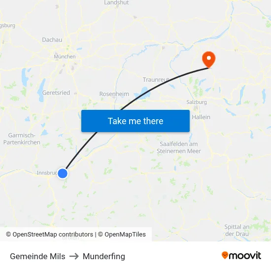 Gemeinde Mils to Munderfing map