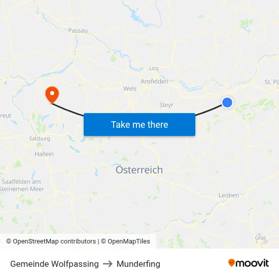 Gemeinde Wolfpassing to Munderfing map