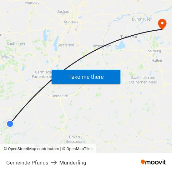 Gemeinde Pfunds to Munderfing map