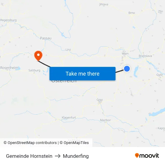 Gemeinde Hornstein to Munderfing map