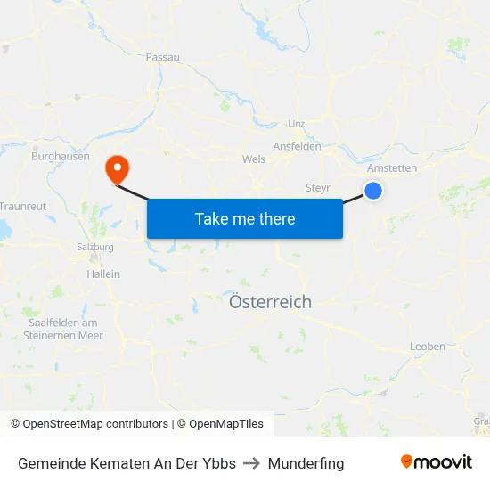 Gemeinde Kematen An Der Ybbs to Munderfing map