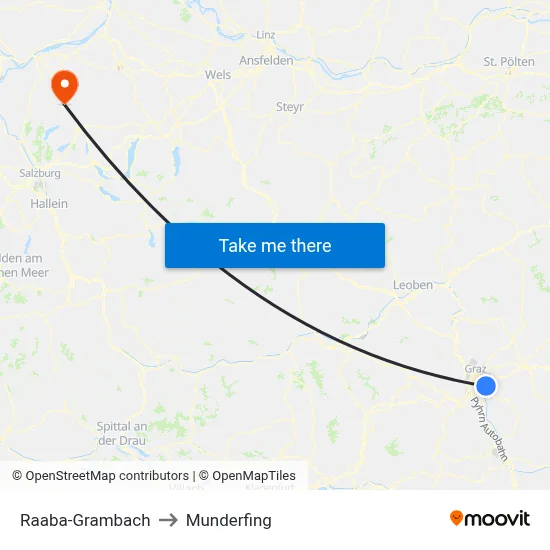 Raaba-Grambach to Munderfing map