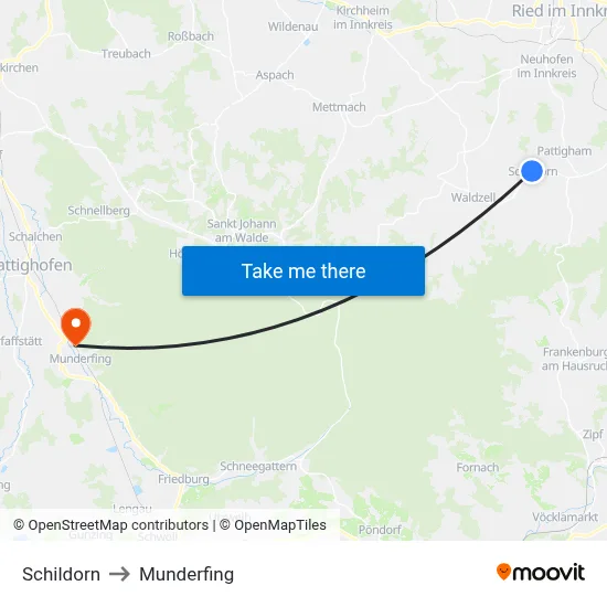 Schildorn to Munderfing map