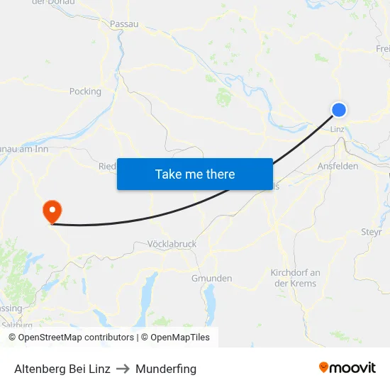 Altenberg Bei Linz to Munderfing map