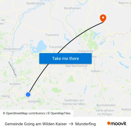 Gemeinde Going am Wilden Kaiser to Munderfing map