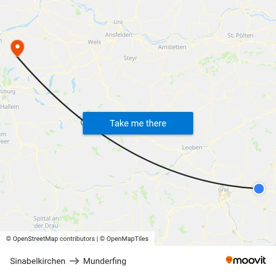 Sinabelkirchen to Munderfing map