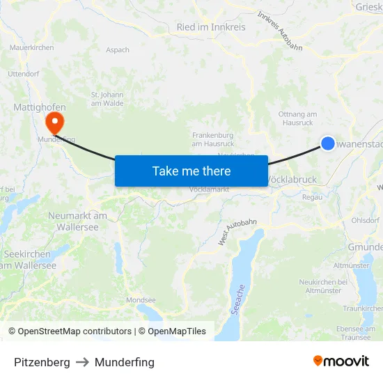 Pitzenberg to Munderfing map