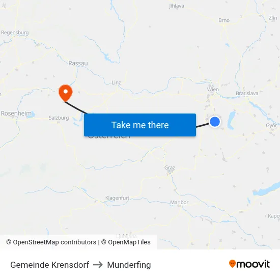 Gemeinde Krensdorf to Munderfing map