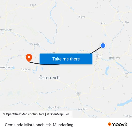 Gemeinde Mistelbach to Munderfing map