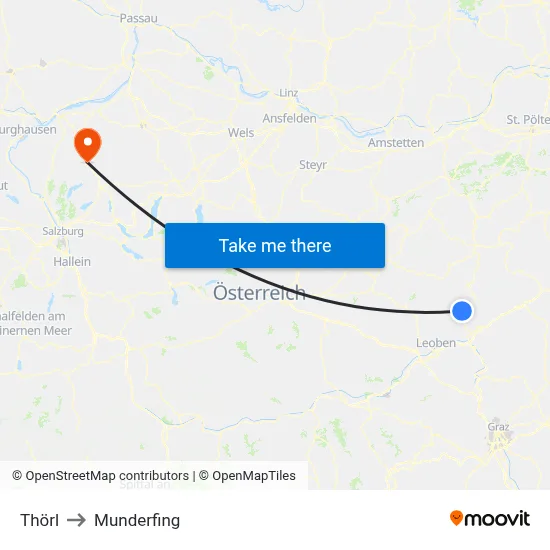Thörl to Munderfing map