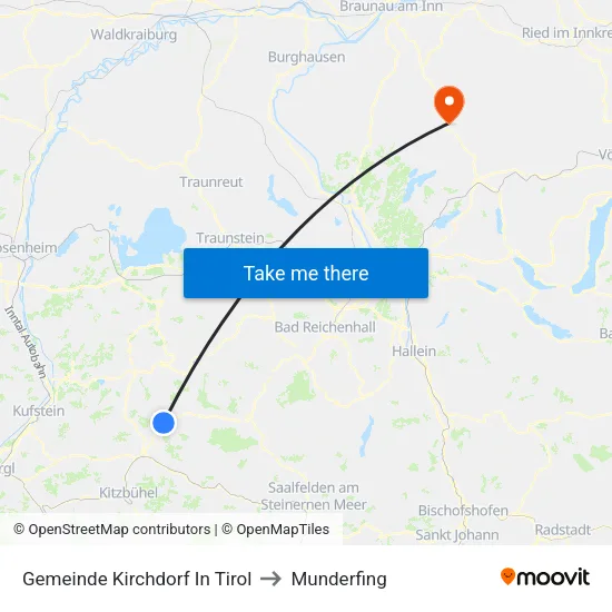 Gemeinde Kirchdorf In Tirol to Munderfing map