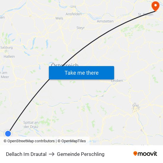 Dellach Im Drautal to Gemeinde Perschling map