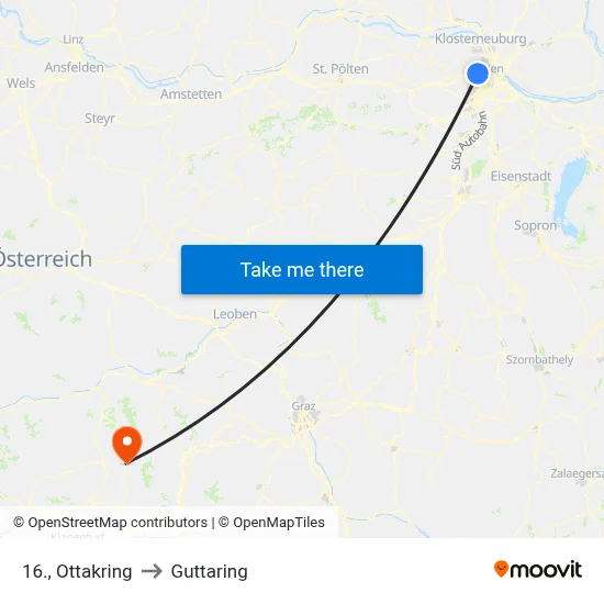 16., Ottakring to Guttaring map
