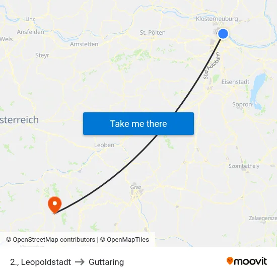 2., Leopoldstadt to Guttaring map