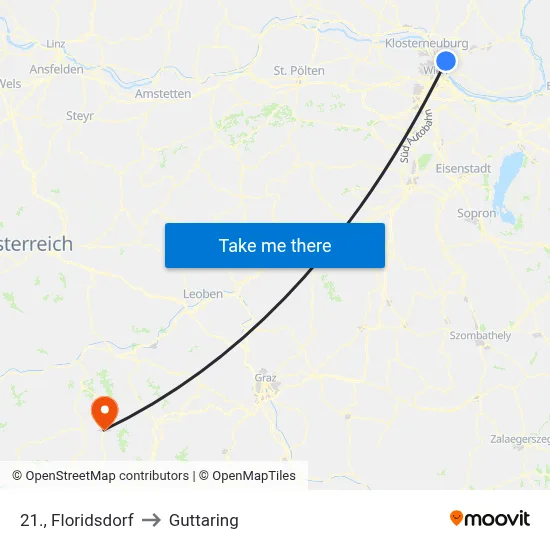 21., Floridsdorf to Guttaring map