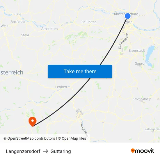 Langenzersdorf to Guttaring map