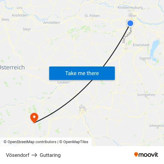 Vösendorf to Guttaring map