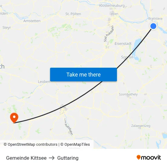 Gemeinde Kittsee to Guttaring map