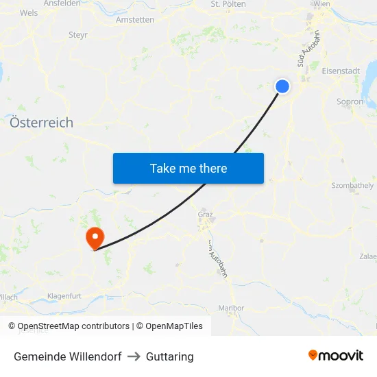 Gemeinde Willendorf to Guttaring map