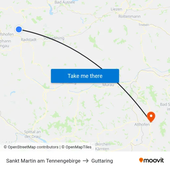 Sankt Martin am Tennengebirge to Guttaring map