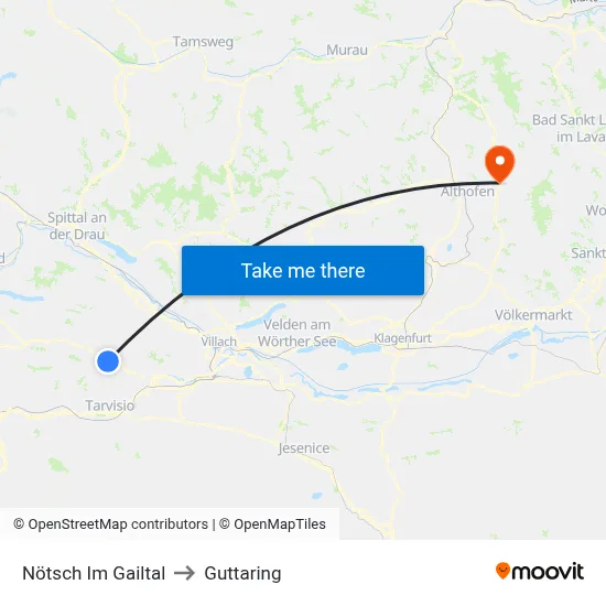 Nötsch Im Gailtal to Guttaring map