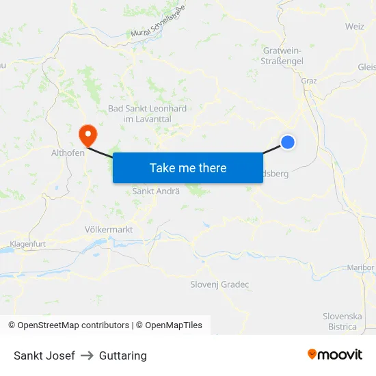 Sankt Josef to Guttaring map